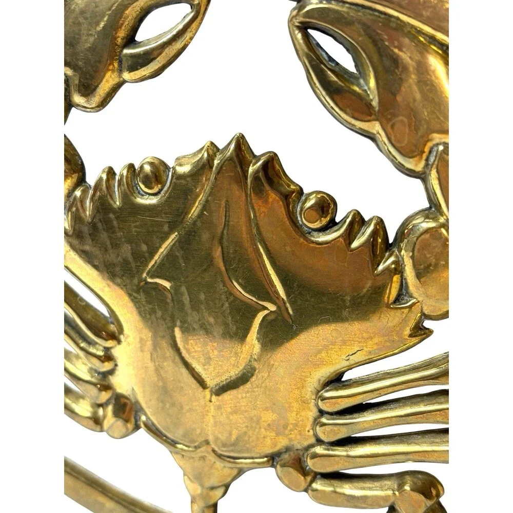 Sea Crab Brass Trivet 1983 Gorham BR 17 Made in Italy Beach Theme Nautical Decor